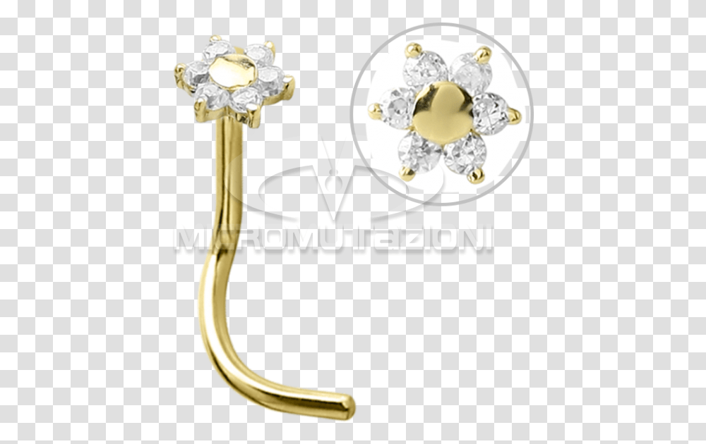 Gold Flower Nose Stud With Cubic Zirconia Nose Earrings, Jewelry, Accessories, Accessory Transparent Png