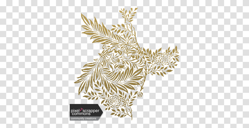 Gold Flower Overlay Or Sticker Graphic By Kelly Wardlow William Morris, Leaf, Plant, Text, Stencil Transparent Png