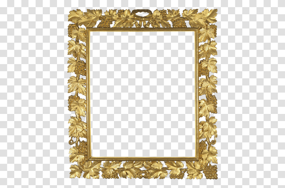 Gold Flowers Frame, Rug, Mirror, Pattern Transparent Png