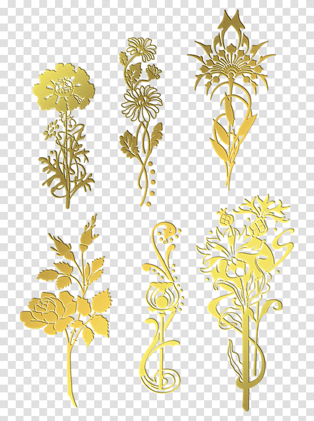 Gold Foil Flowers Flower Free Image On Pixabay Decorative, Floral Design, Pattern, Graphics, Art Transparent Png