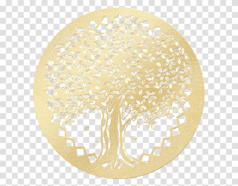 Gold Foil Tree Of Life Circle Dot, Rug, Pattern, Lace, Chandelier Transparent Png
