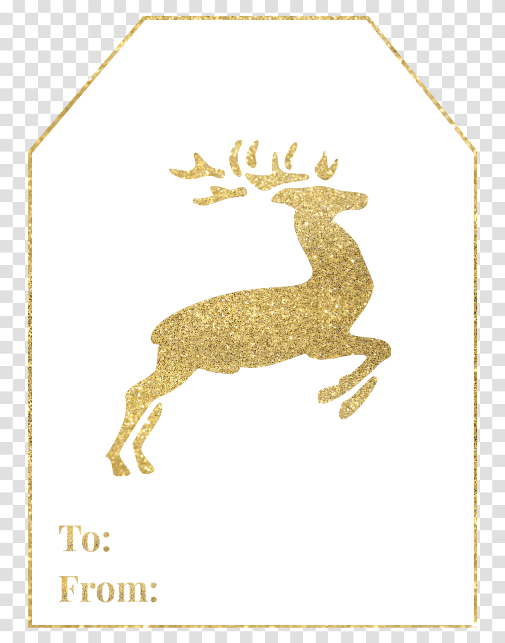 Gold Free Printable Christmas To From Tags Elk, Mammal, Animal, Antelope, Wildlife Transparent Png