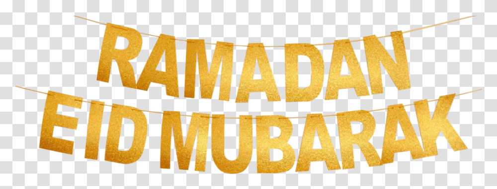 Gold Glitter Banners Ramadan Mubarak And Eid Poster, Word, Text, Alphabet, Label Transparent Png