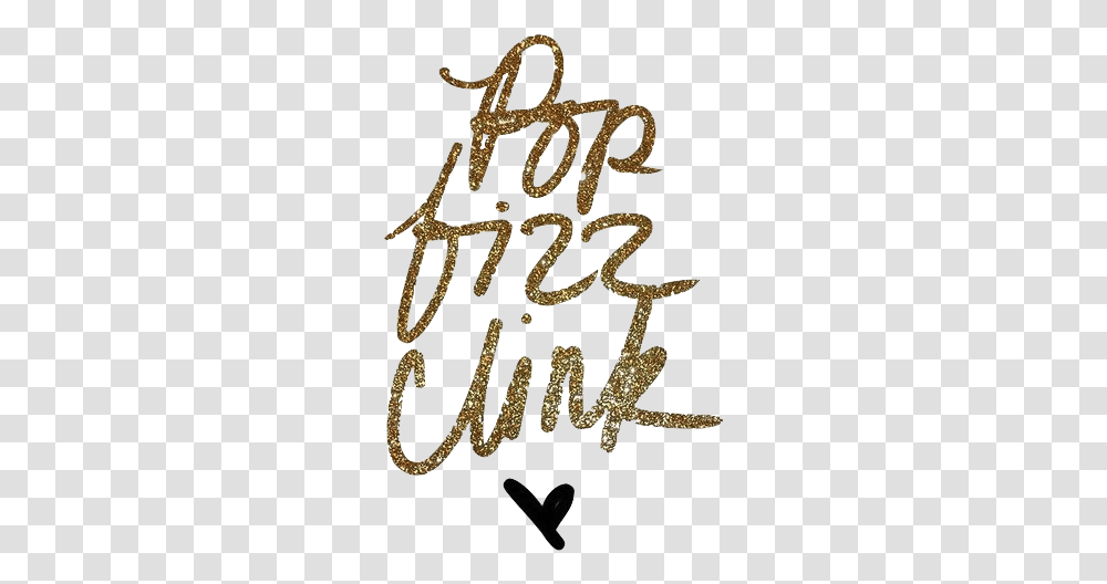 Gold Glitter Heart Pop Fizz Clink Quote Glitter Calligraphy, Text, Handwriting, Alphabet, Rug Transparent Png