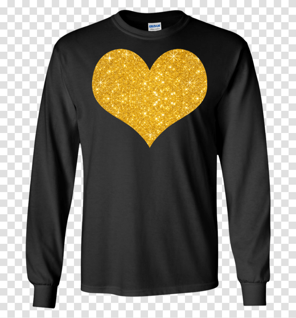 Gold Glitter Heart T Shirt, Sleeve, Apparel, Long Sleeve Transparent Png