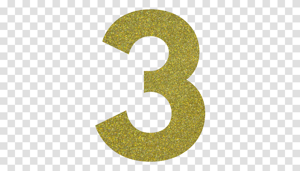 Gold Glitter Number 3 Image Number 3 Glitter, Symbol, Text, Alphabet, Rug Transparent Png