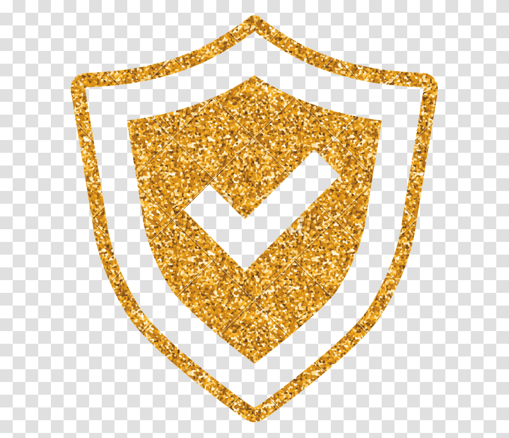 Gold Glitter Shield With Check, Armor, Gold Medal Transparent Png