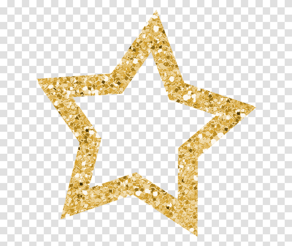 Gold Glitter Star, Cross, Star Symbol Transparent Png