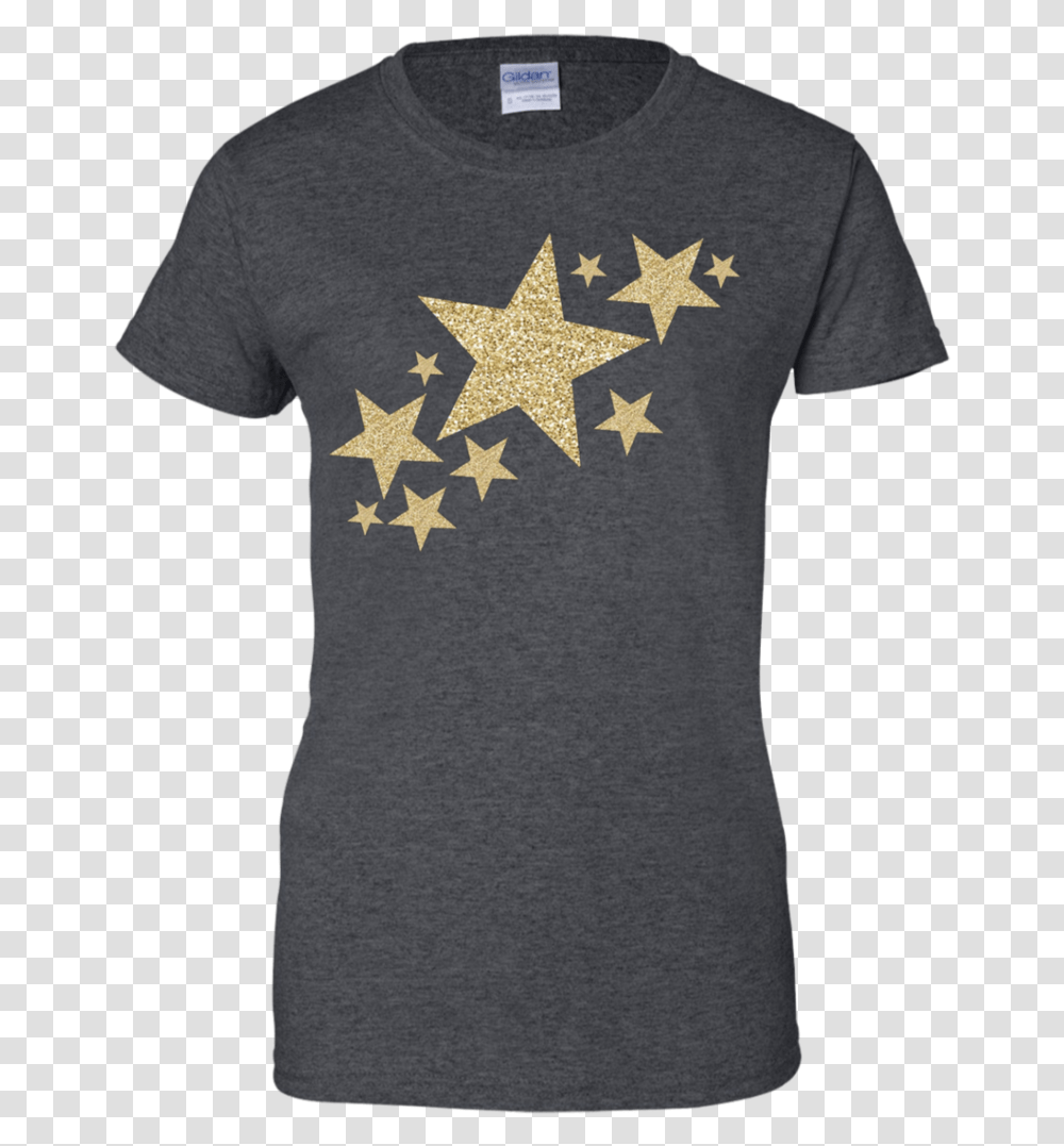 Gold Glitter Stars Streak Apparel T Shirt, Star Symbol, Sleeve Transparent Png