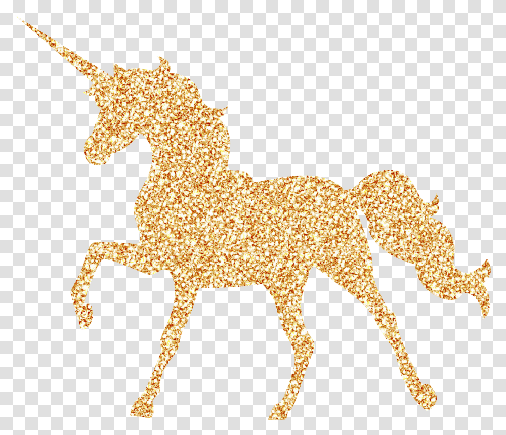 Gold Glitter Unicorn, Dinosaur, Reptile, Animal, Horse Transparent Png