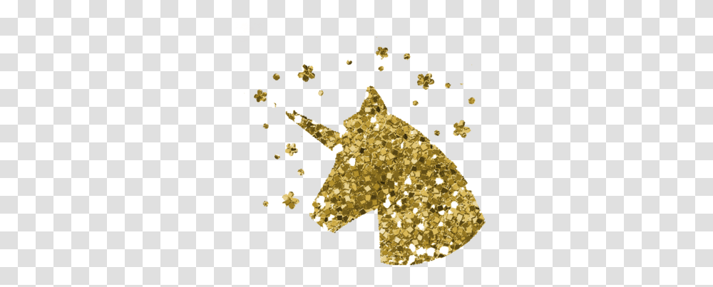 Gold Glitter Unicorn Full Size Download, Confetti, Paper, Star Symbol, Treasure Transparent Png