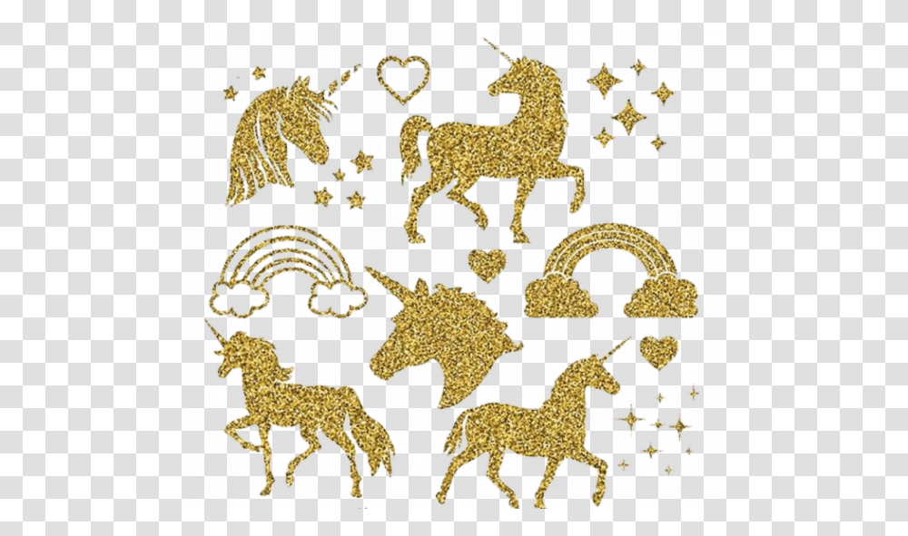 Gold Glitter Unicorn Unicorn Silhouette, Rug, Number, Symbol, Text Transparent Png