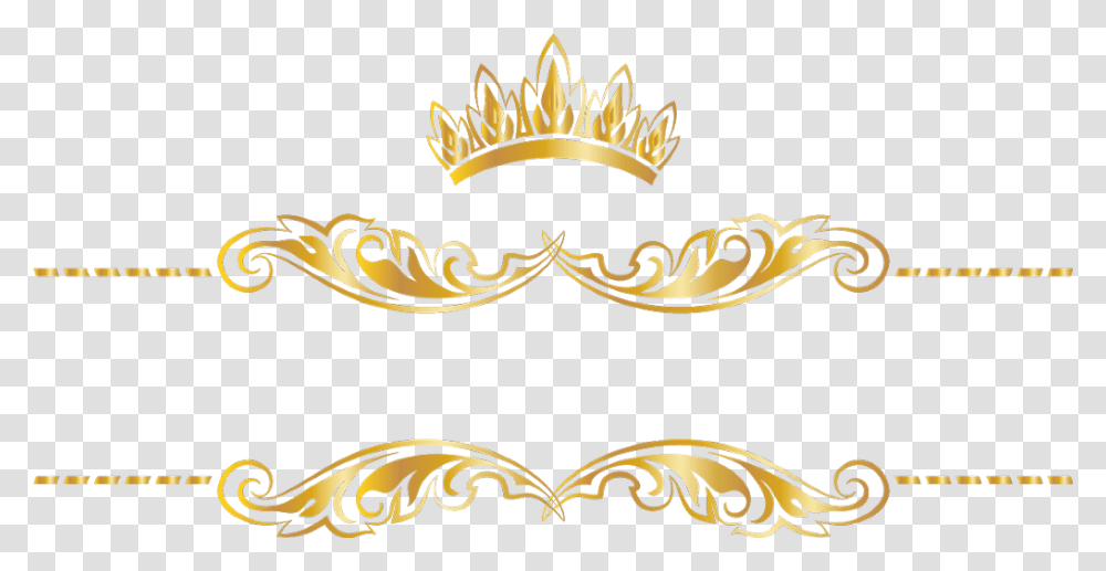 Gold Goldcrown Crown Swirls Banner Header Textline Gold Crown Border, Jewelry Transparent Png