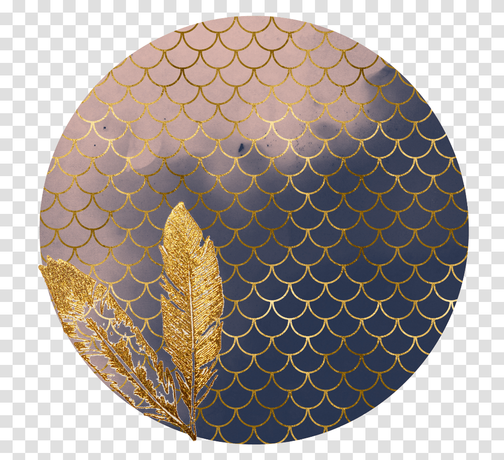 Gold Golden Pattern Template Round Feather Saint Mary Of The Way Parish, Sphere, Rug, Fractal, Ornament Transparent Png