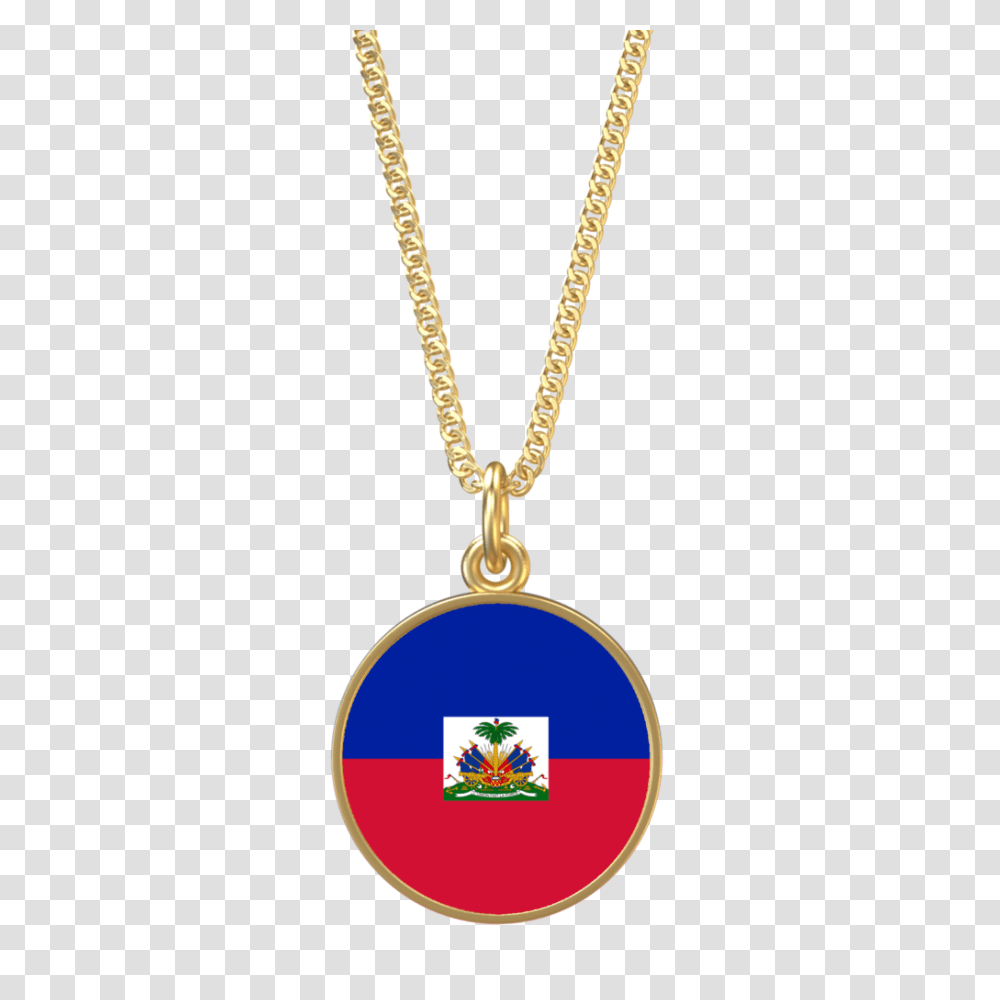 Gold Haitian Flag Necklace Yours Truly Lina Co, Pendant, Locket, Jewelry, Accessories Transparent Png