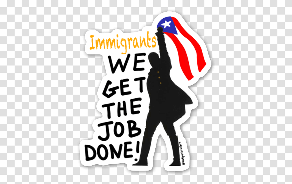 Gold Hamilton Sticker Stickerapp Immigrants We Get The Job Done Stickers, Symbol, Text, Person, Human Transparent Png
