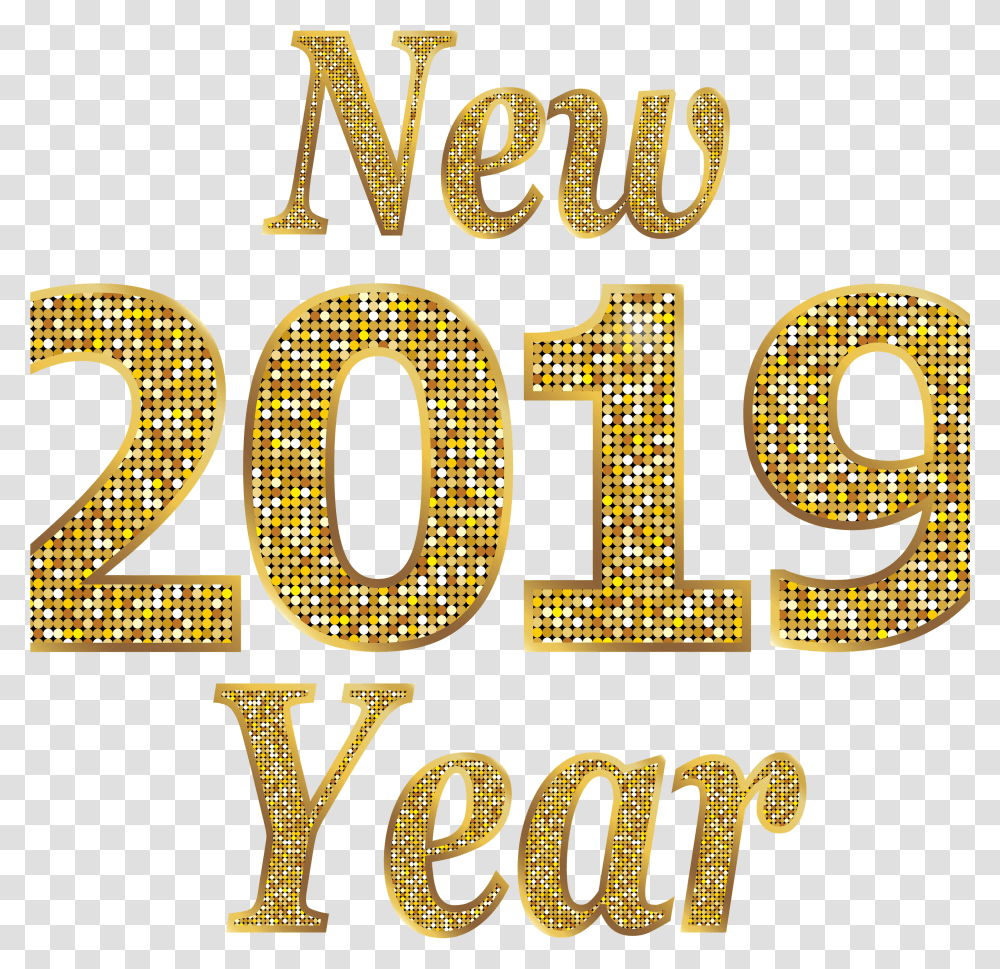 Gold Happy New Year 2019 Clipart New Year 2019, Number, Alphabet Transparent Png