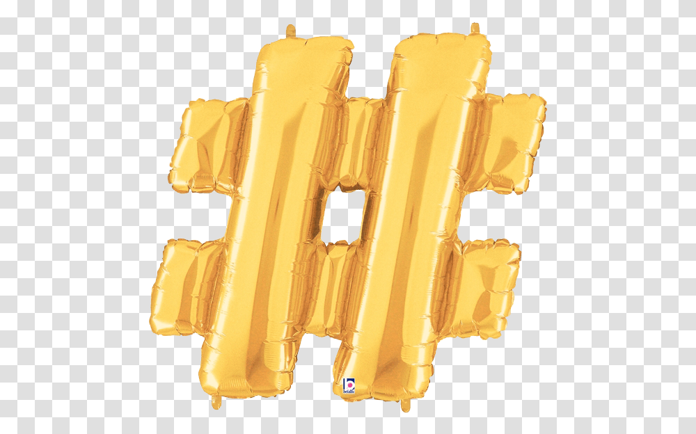 Gold Hashtag Foil Balloon Letters Symbol Hashtag Foil Balloon, Food, Honey, Demolition Transparent Png