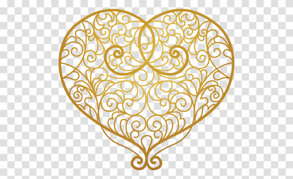 Gold Heart Outline, Pattern, Label, Ornament Transparent Png