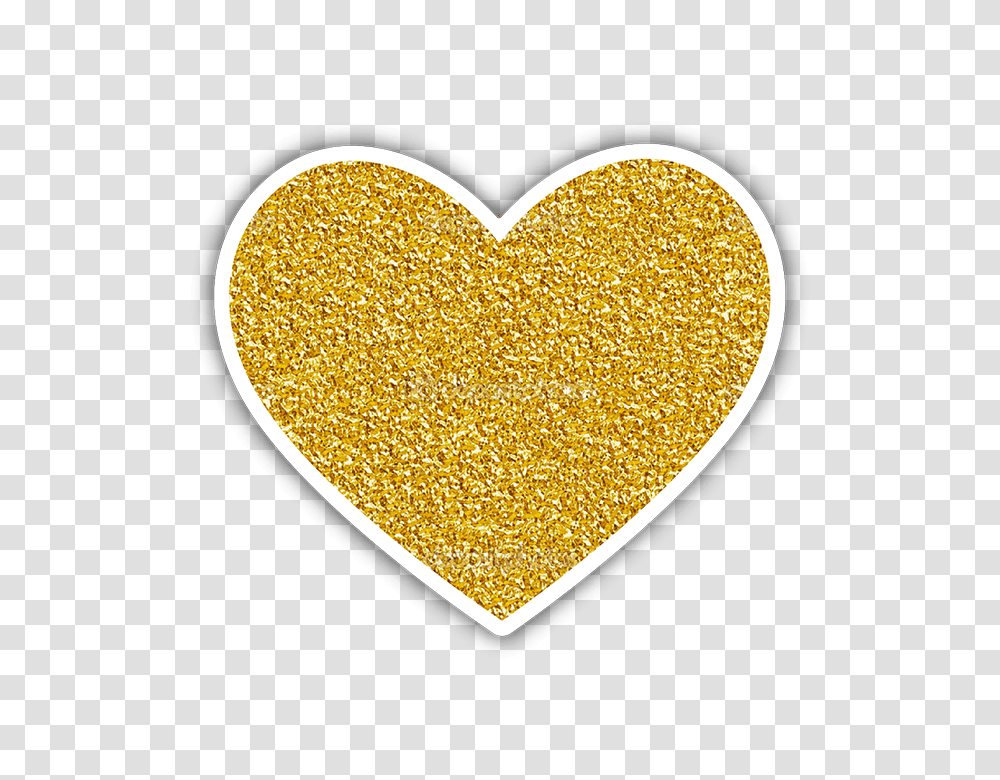 Gold Heart Sticker Gold Glitter Sticker, Rug, Sweets, Food, Confectionery Transparent Png