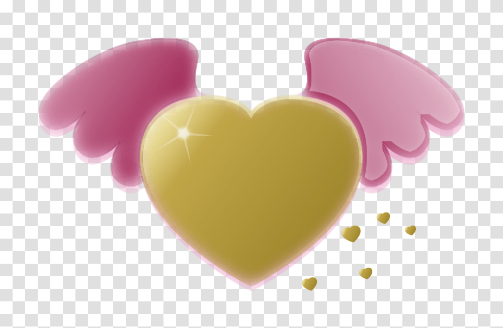 Gold Heart With Pink Wings Icons, Cushion, Purple, Dating Transparent Png