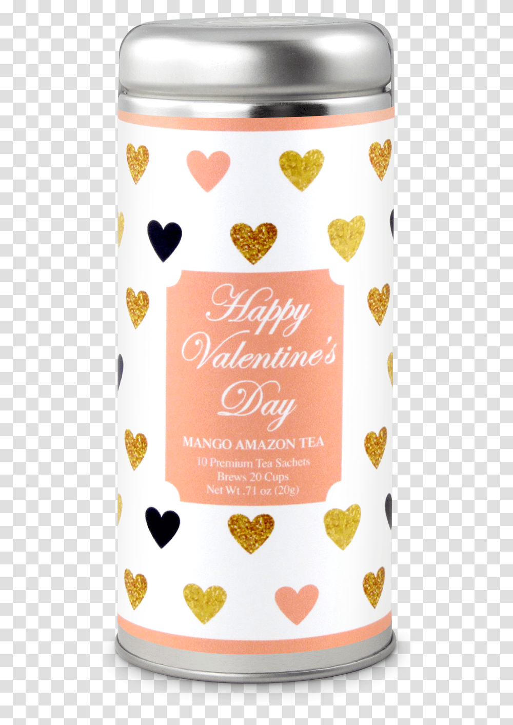Gold Hearts The Tea Can Company Candle, Plant, Beverage, Food, Alcohol Transparent Png