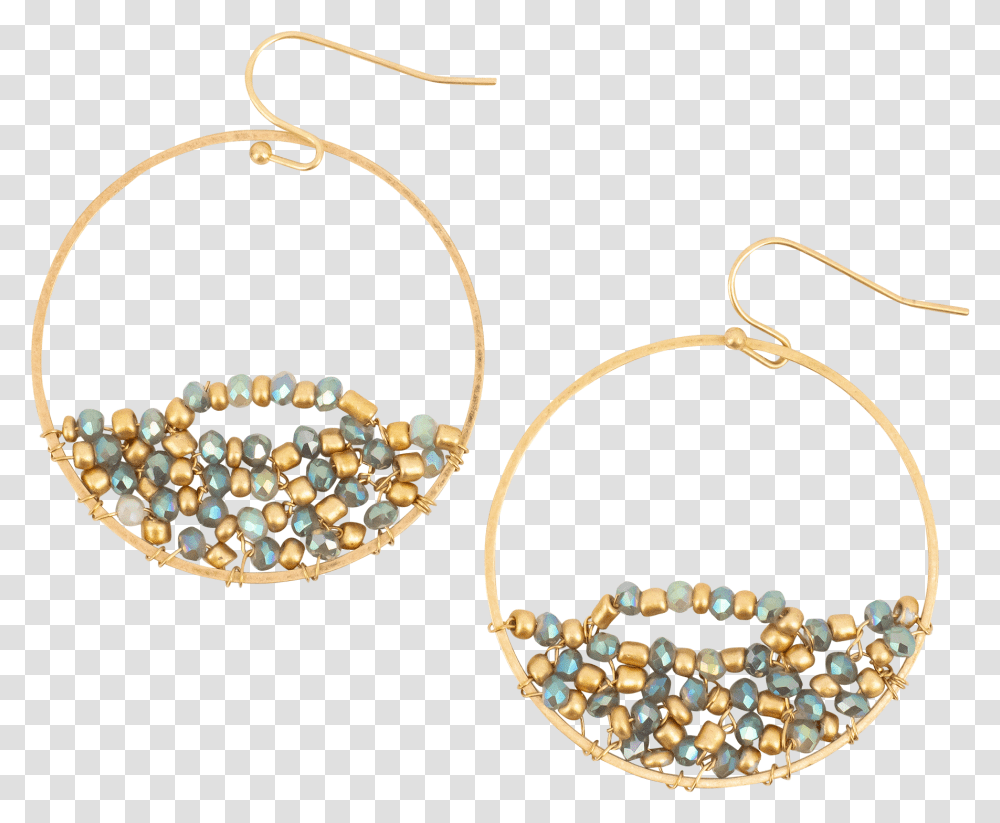 Gold Hoop With Twisted Aqua Amp Gold Beads Earrings, Accessories, Accessory, Jewelry, Necklace Transparent Png