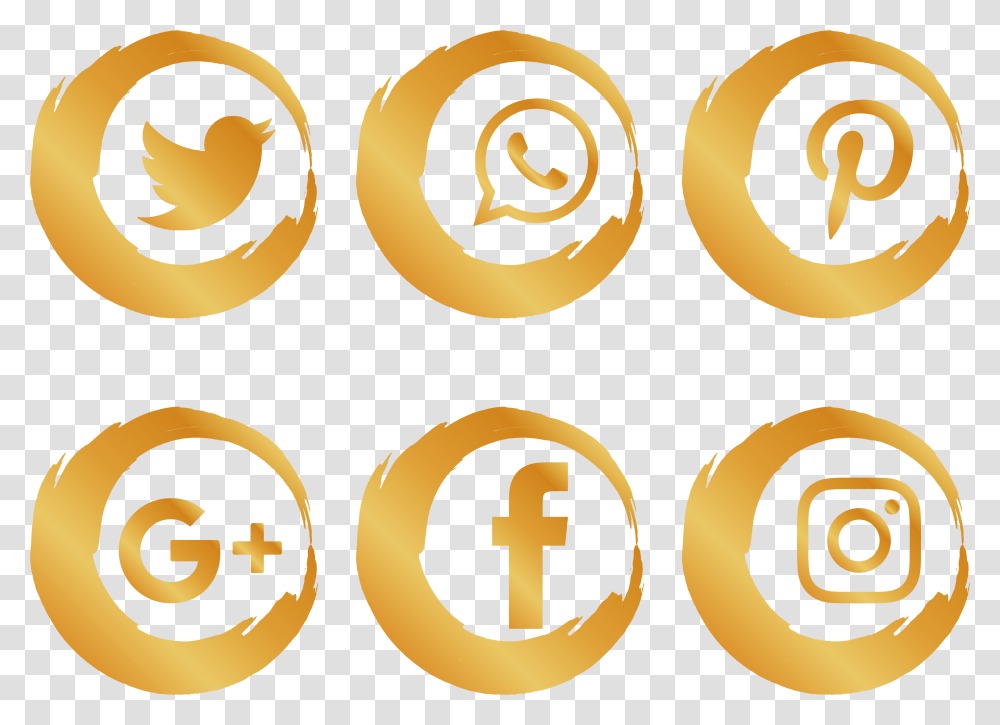 Gold Icons Media Brush Social Icon Social Media Icon, Text, Logo, Symbol, Icing Transparent Png