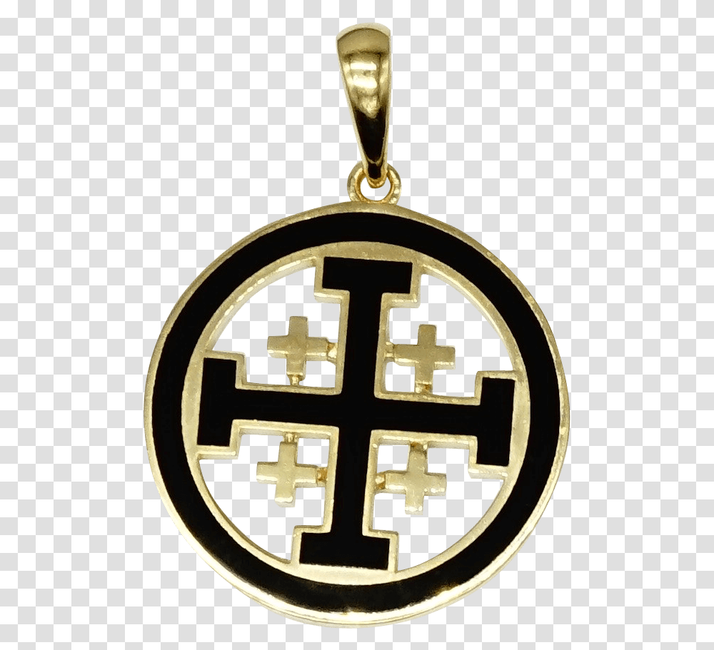 Gold Jerusalem Cross Pendant With Black Enamel Jerusalem Cross Pendant, Long Sleeve, Apparel Transparent Png