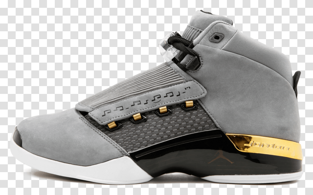 Gold Jordan 17 Retro, Apparel, Shoe, Footwear Transparent Png
