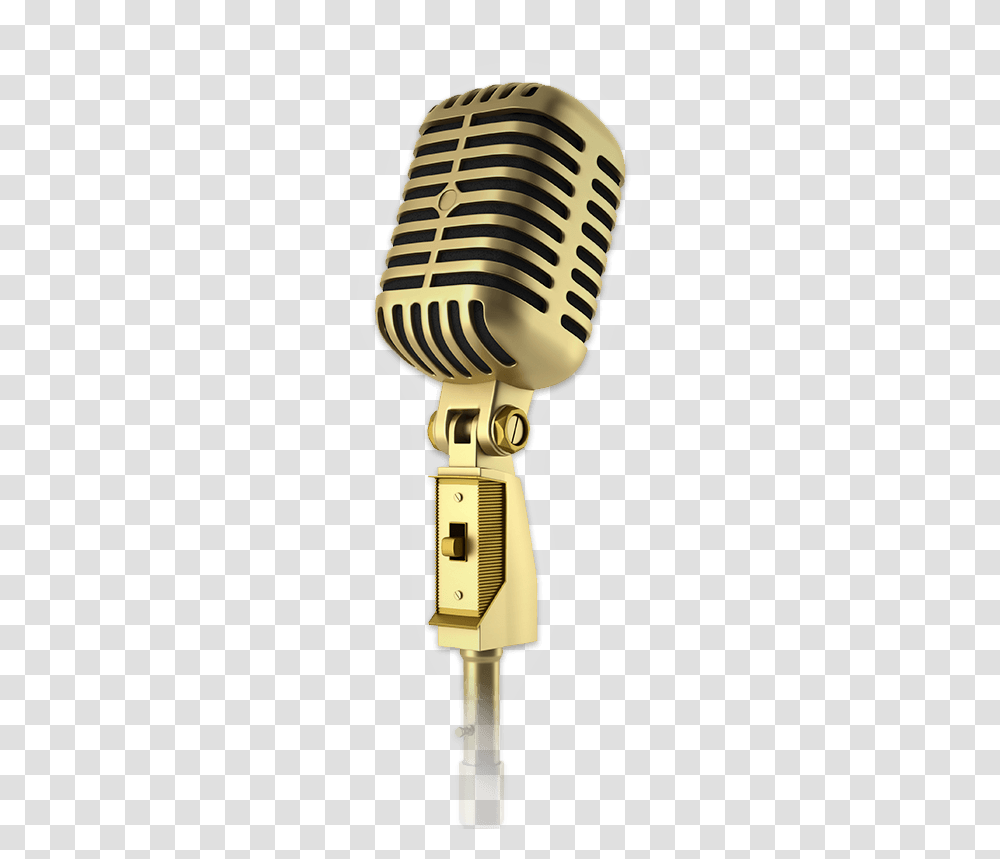 Gold Karaoke Microphone Vintage Microphone Full Size Gold Background Mic, Blow Dryer, Appliance, Hair Drier, Electrical Device Transparent Png