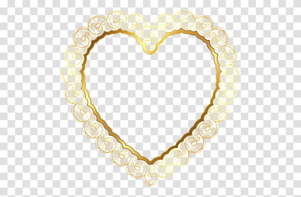 Gold Lace Heart Border Decoration Frame Deco Accents, Oval, Bracelet, Jewelry, Accessories Transparent Png