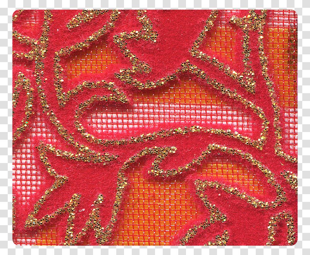 Gold Leaf Velvet Red Mesh Stiletto Cross Stitch, Pattern, Embroidery, Rug, Paisley Transparent Png