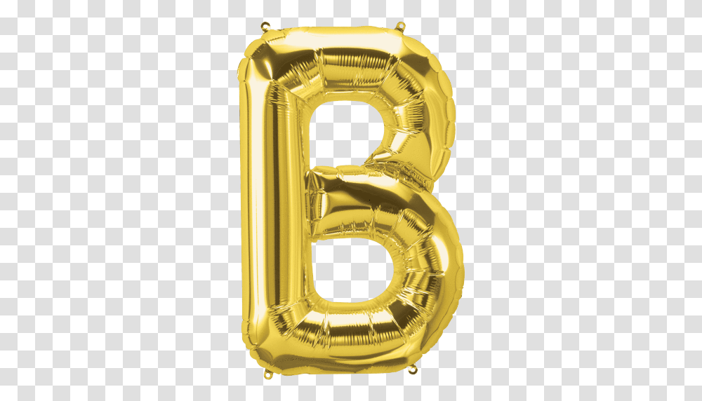 Gold Letter B 34 Balloon, Helmet, Clothing, Apparel, Horn Transparent Png