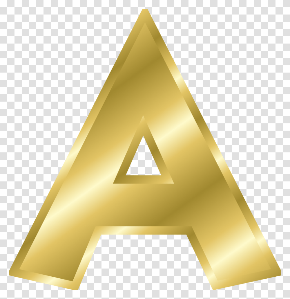 Gold Letter Image Letter A Clipart Gold, Lamp, Triangle Transparent Png