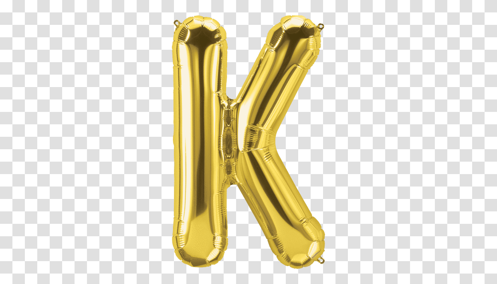 Gold Letter K 34 Balloon Foil Balloon Letter K, Horn, Brass Section, Musical Instrument, Aluminium Transparent Png