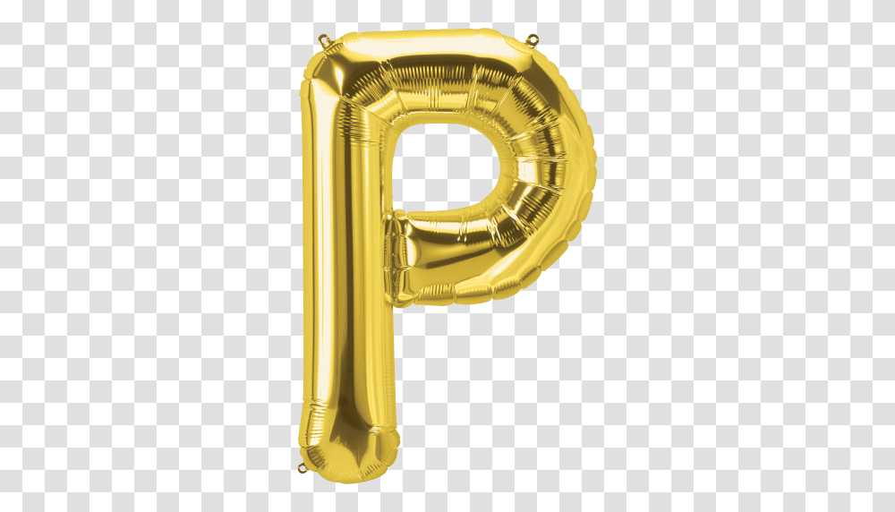 Gold Letter P 34 Balloon Letter P Foil Balloon, Horn, Brass Section, Musical Instrument, Bugle Transparent Png
