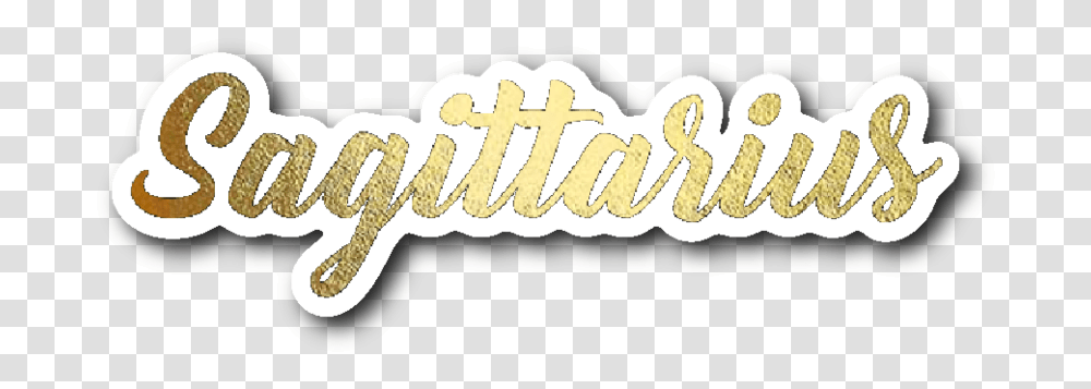 Gold Lettering Vinyl Sticker Sagittarius Lettering, Clothing, Text, Hand, Knot Transparent Png