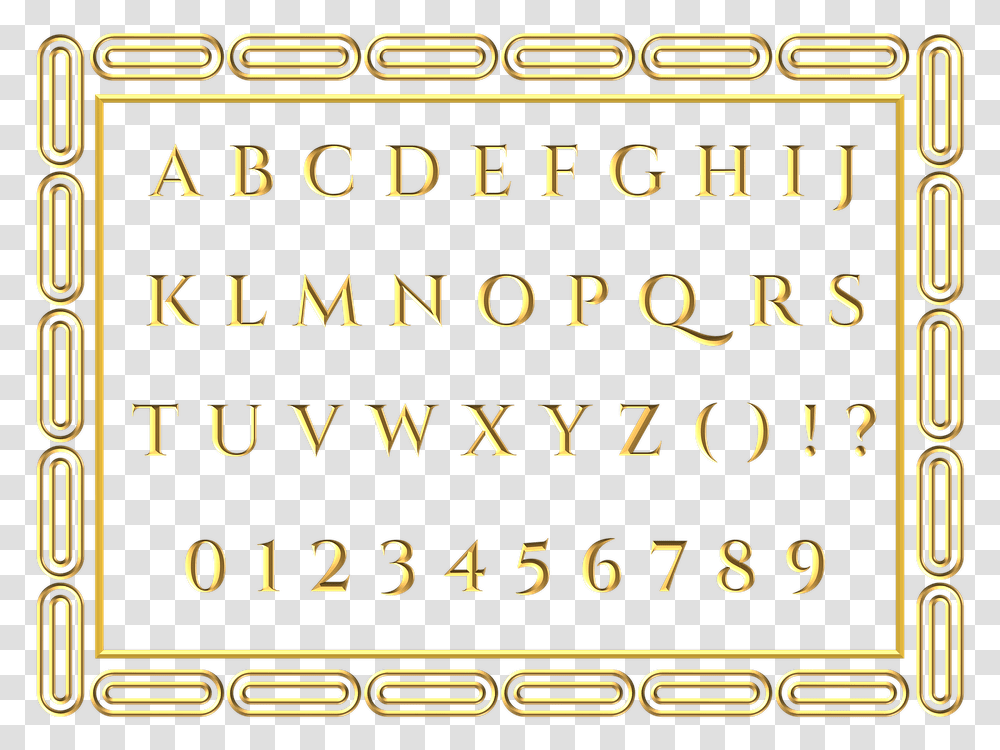 Gold Letters Alphabet Border English Alphabets, Word, Scoreboard, Number Transparent Png