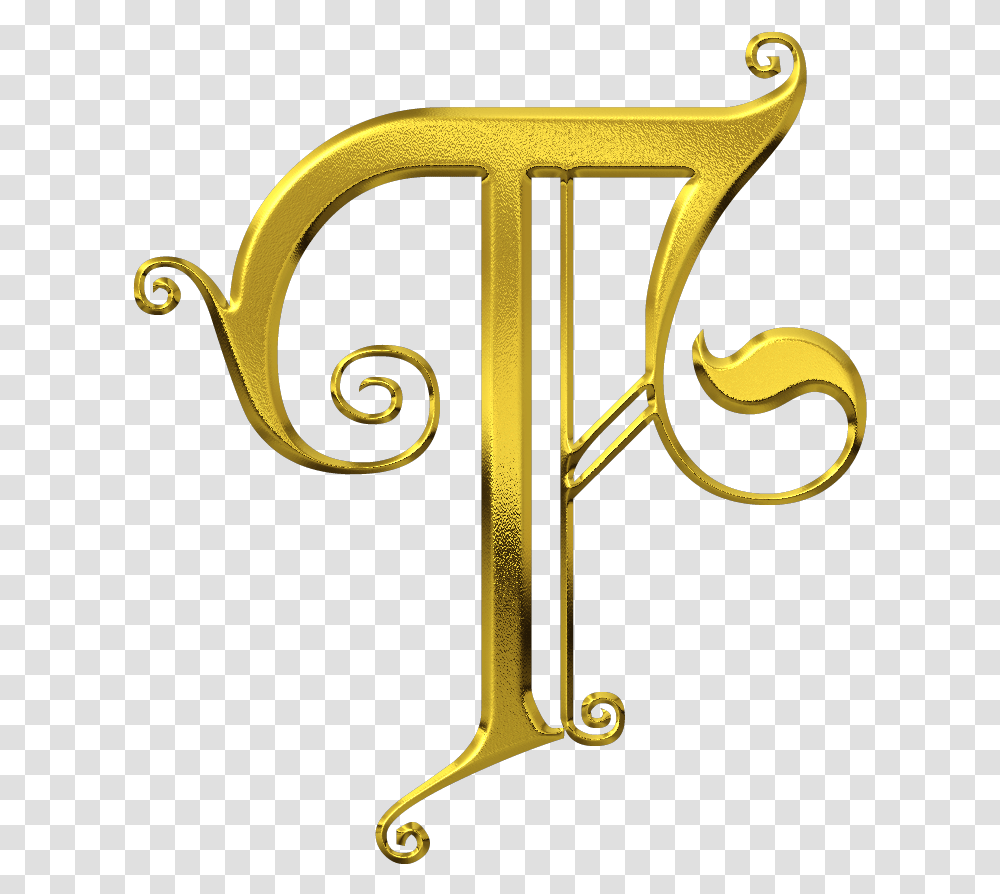 Gold Letters Letter T Initials Letter T, Emblem, Symbol, Scissors, Blade Transparent Png