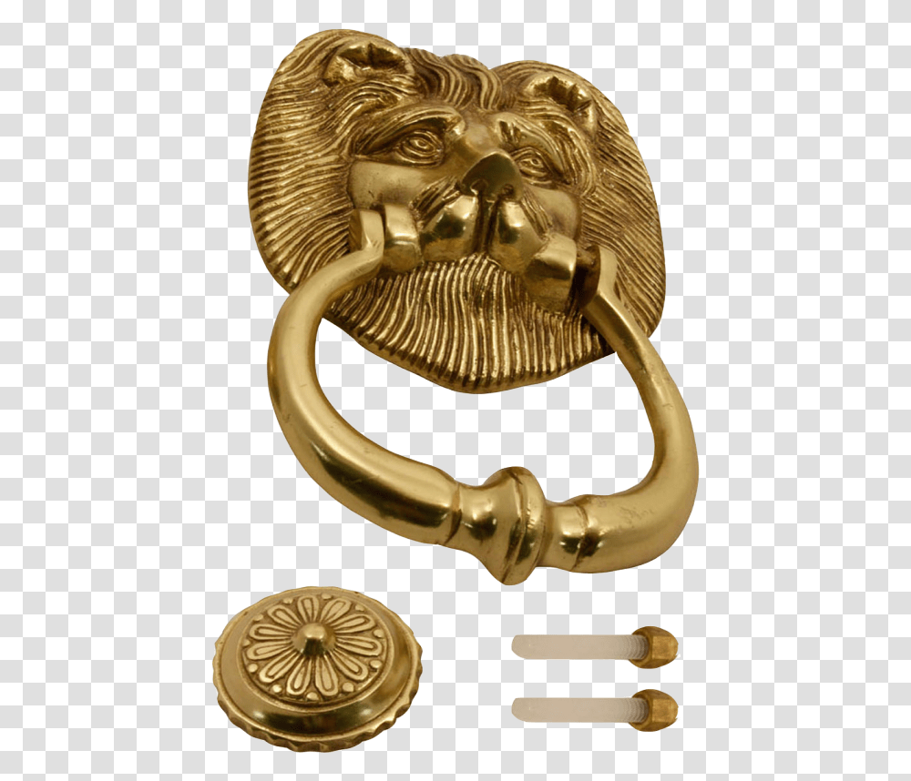 Gold Lion Face Large Door Knocker Brass, Bronze, Handle, Treasure, Logo Transparent Png