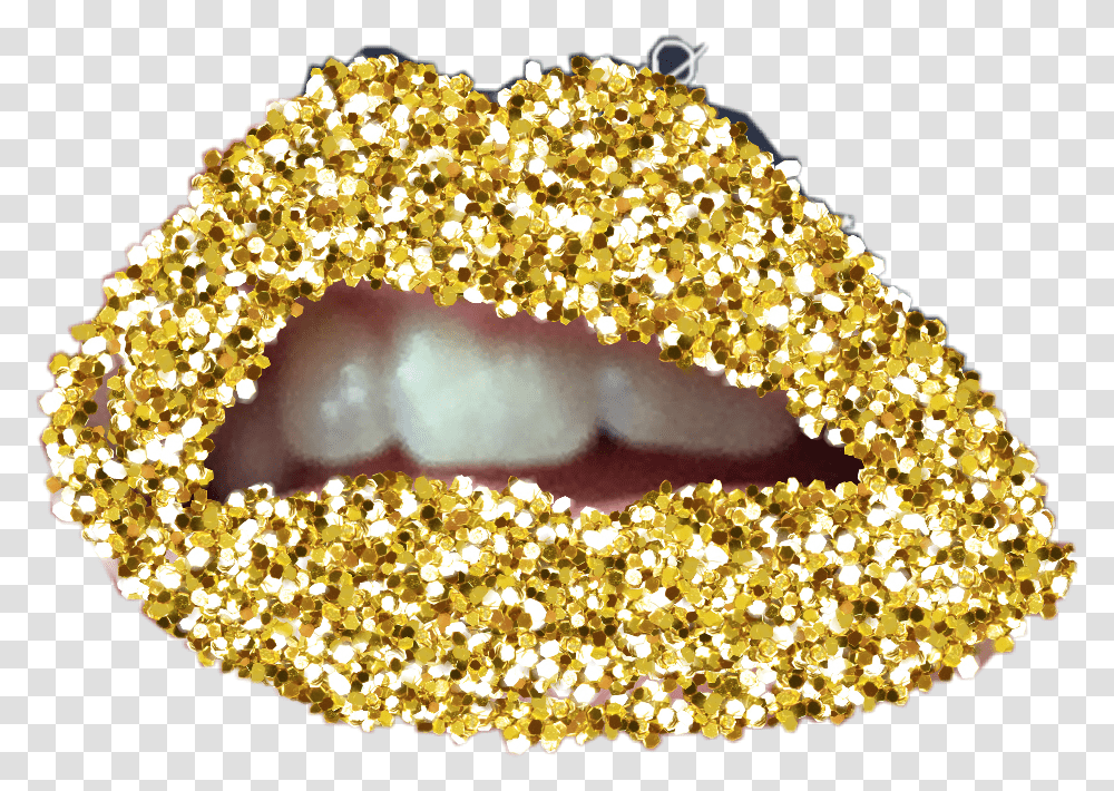 Gold Lips Body Jewelry, Fungus, Light, Glitter, Mouth Transparent Png