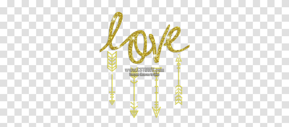 Gold Love Arrow Of Cupid Iron Calligraphy, Text, Alphabet, Symbol, Number Transparent Png