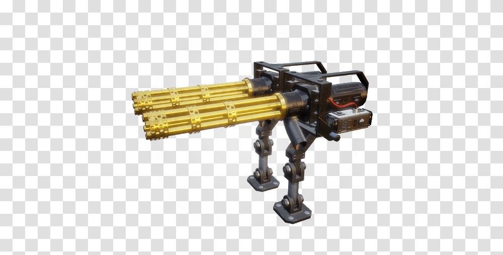 Gold M134c Minigun Mecha, Machine Gun, Weapon, Weaponry, Cannon Transparent Png