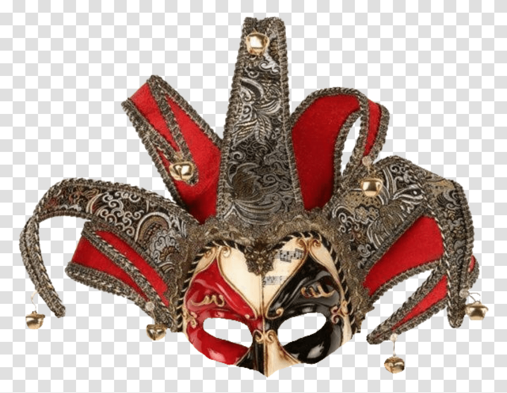 Gold Mardigras Carnival Mask Feathers Red Joker Venetiaans Masker Transparent Png