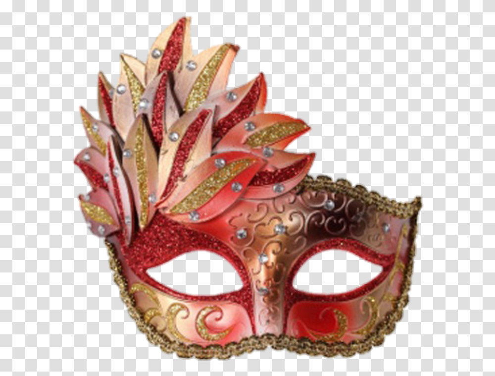 Gold Mardigras Carnival Mask Feathers Red Pretty Mardi Gras Masks, Birthday Cake, Dessert, Food Transparent Png