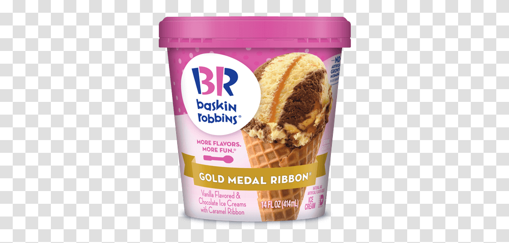 Gold Medal Ribbon Baskin Robbins At Home Gold Medal Ribbon Baskin Robbins, Dessert, Food, Bread, Cream Transparent Png