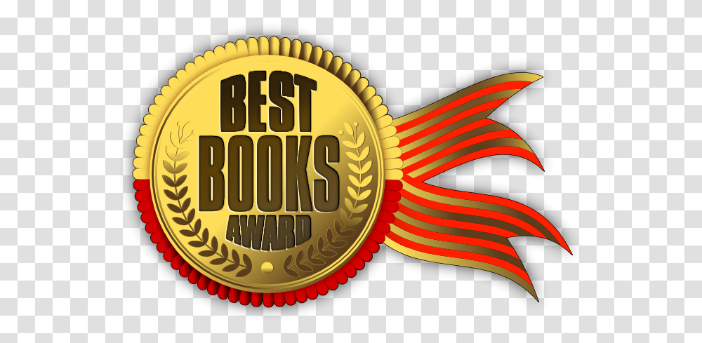 Gold Medallion And Ribbon For Best Books Award Label, Logo, Trademark, Trophy Transparent Png