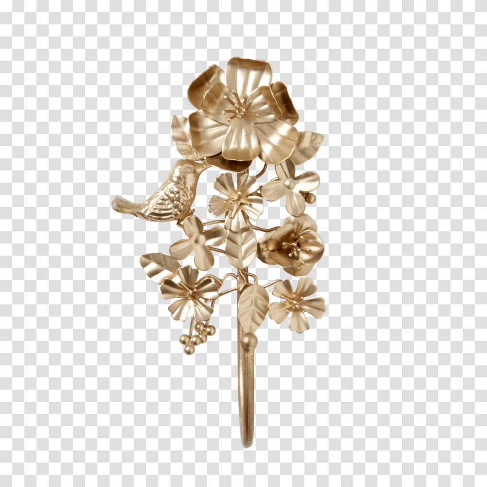 Gold Metal Coat Hooks With Flowers Birds, Accessories, Accessory, Jewelry, Brooch Transparent Png