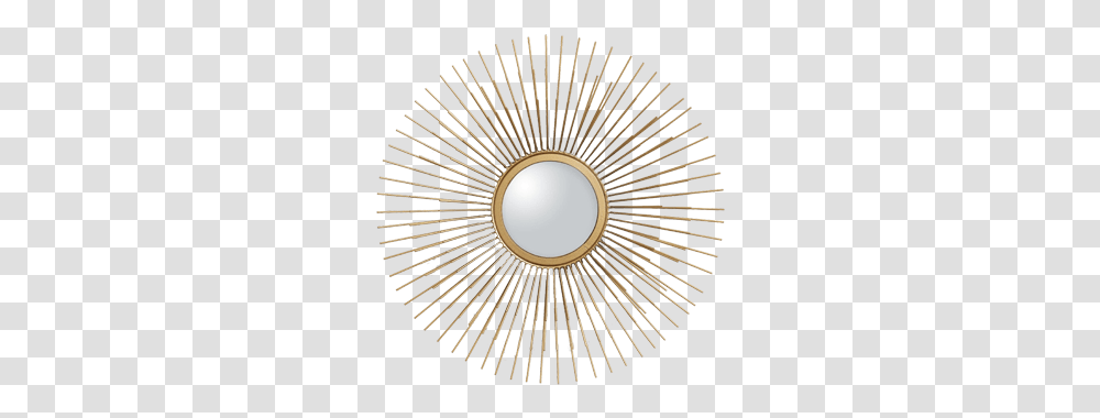 Gold Metal Tri Sunburst Mirror Mirror, Bronze, Fisheye, Screen, Electronics Transparent Png